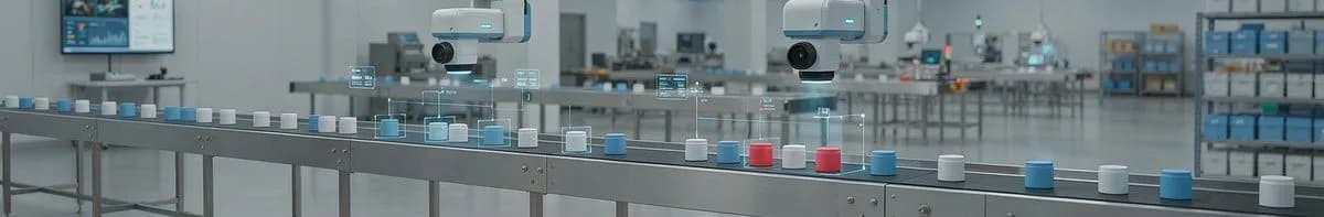Production line with overhead inspection cameras